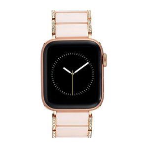 Anne Klein Apple Watch Band Ceramic Pink Gold  (38/40/41mm, Blush with Crystals)